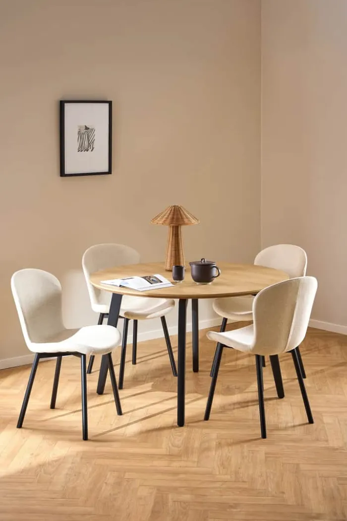 CASA Living Cadiz Spisebordssæt - 5 dele Stål/egetræ - Beige