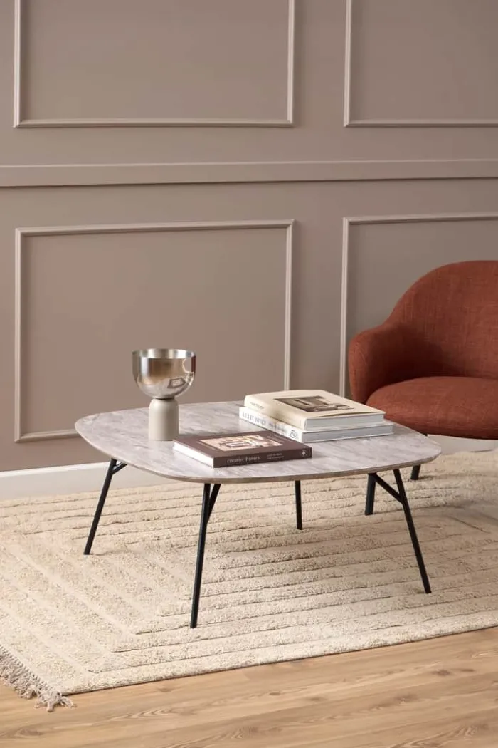 CASA Living Caracas Sofabord H 40 x B 90 x L 90 cm - Papir/stål - Grå
