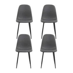 CASA Living Celia Spisebordsstol - 4 stk. H 86 x B 44 x L 54 cm - Stål/stof - Mørkegrå