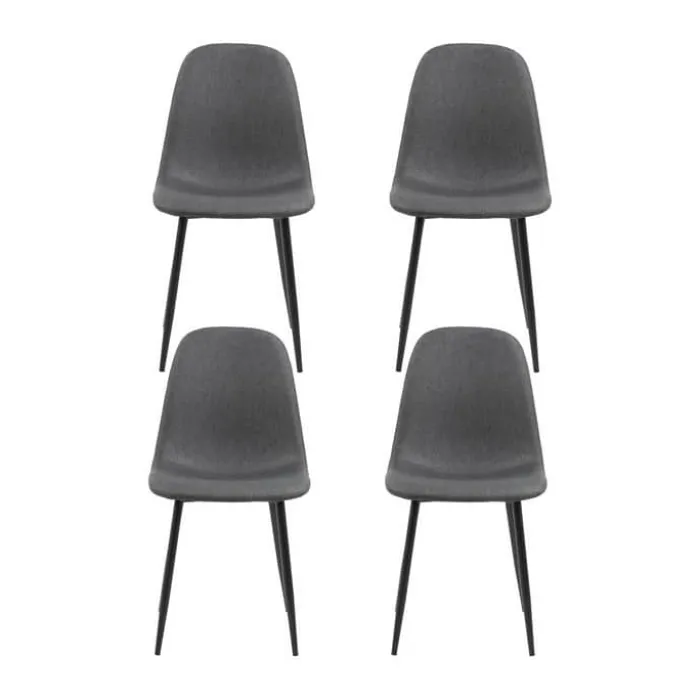 CASA Living Celia Spisebordsstol - 4 stk. H 86 x B 44 x L 54 cm - Stål/stof - Mørkegrå