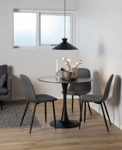 CASA Living Celia Spisebordsstol - 4 stk. H 86 x B 44 x L 54 cm - Stål/stof - Mørkegrå