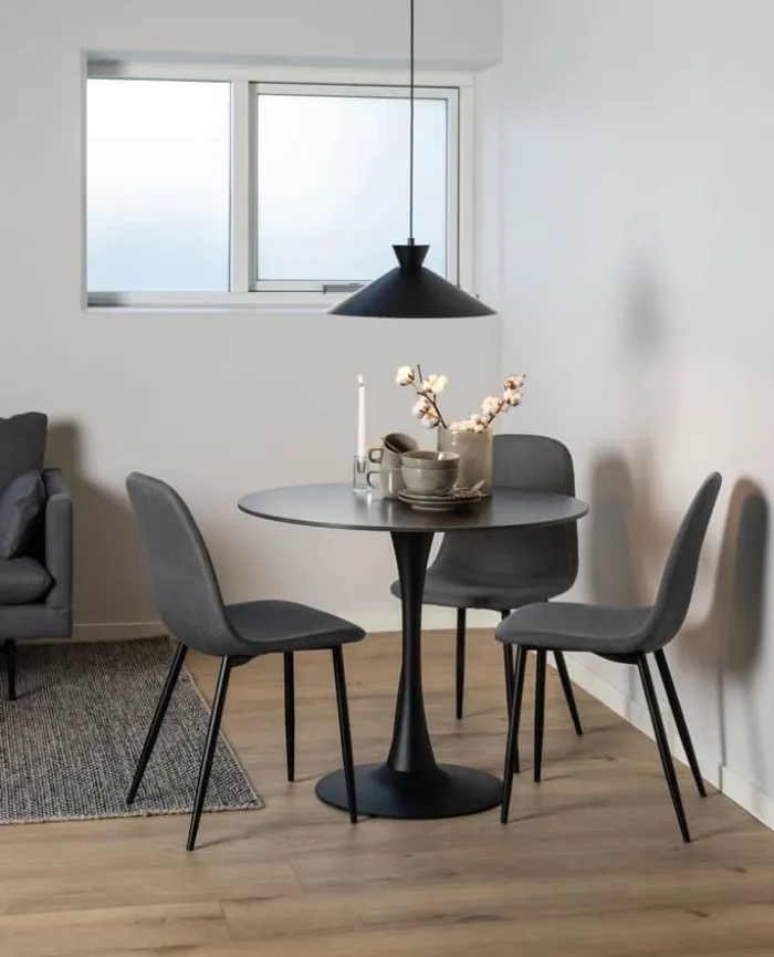 CASA Living Celia Spisebordsstol - 4 stk. H 86 x B 44 x L 54 cm - Stål/stof - Mørkegrå