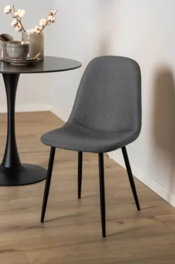 CASA Living Celia Spisebordsstol - 4 stk. H 86 x B 44 x L 54 cm - Stål/stof - Mørkegrå