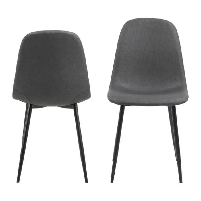 CASA Living Celia Spisebordsstol - 4 stk. H 86 x B 44 x L 54 cm - Stål/stof - Mørkegrå