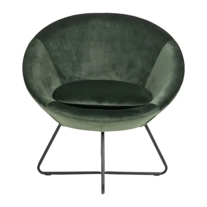 CASA Living Center Loungestol H 81 x B 82 x D 71 cm - Metal/stof - Skovgrøn