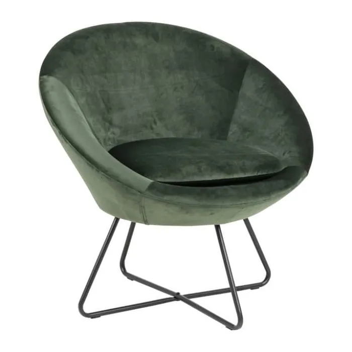 CASA Living Center Loungestol H 81 x B 82 x D 71 cm - Metal/stof - Skovgrøn