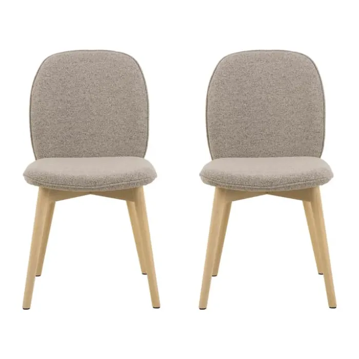 CASA Living Cindy Spisebordsstol - 2 stk H 89 x B 49 x D 56 cm - Stof/gummitræ - Beige