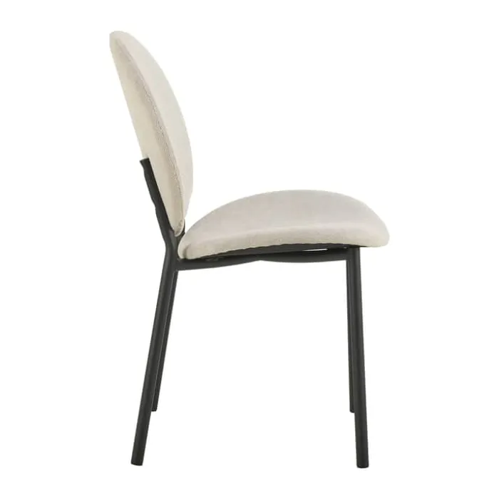 CASA Living Cliff Spisebordsstol - 2 stk. H 87 x B 50 x D 57 cm - Stof/stål - Beige/mat sort