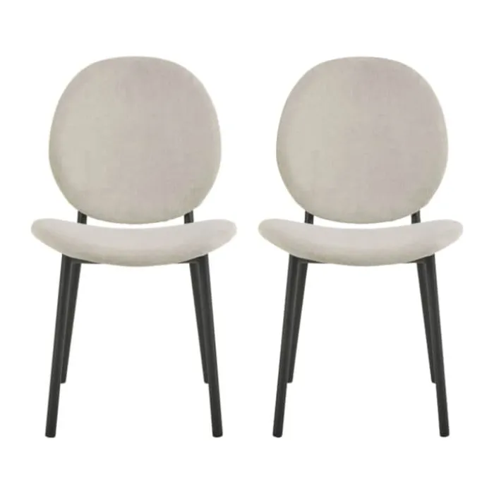 CASA Living Cliff Spisebordsstol - 2 stk. H 87 x B 50 x D 57 cm - Stof/stål - Beige/mat sort