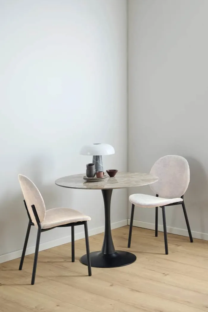 CASA Living Cliff Spisebordsstol - 2 stk. H 87 x B 50 x D 57 cm - Stof/stål - Beige/mat sort