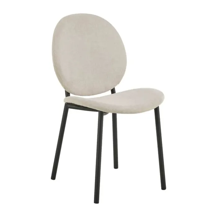 CASA Living Cliff Spisebordsstol - 2 stk. H 87 x B 50 x D 57 cm - Stof/stål - Beige/mat sort