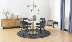 CASA Living Corby Spisebord Ø 105 x H 75 cm - Marmor/metal - Hvid
