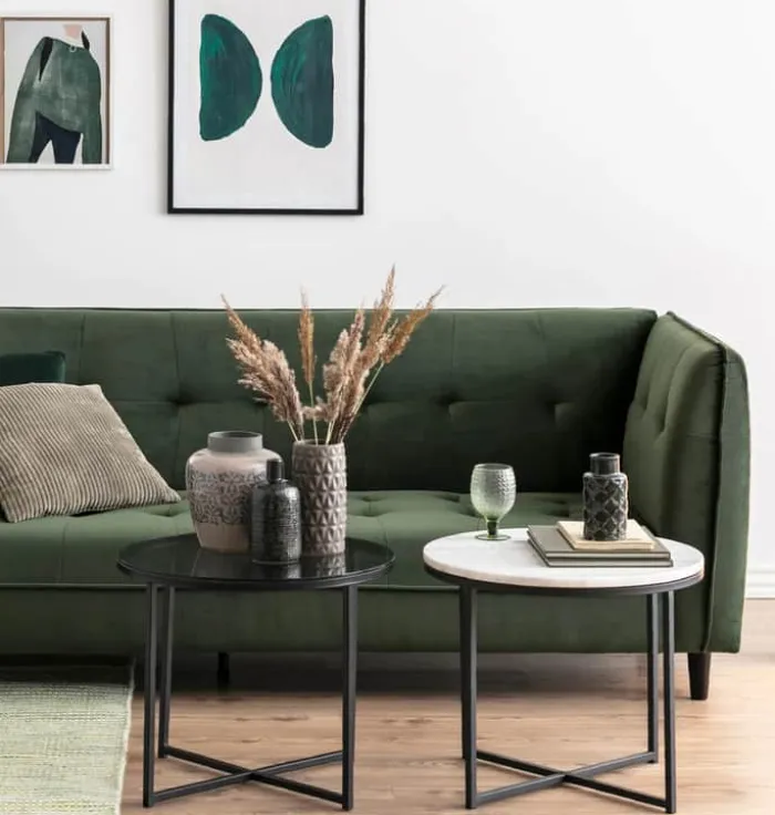 CASA Living Cross Hjørnebord Ø 55 x H 45 cm - Metal/glas - Røg/sort