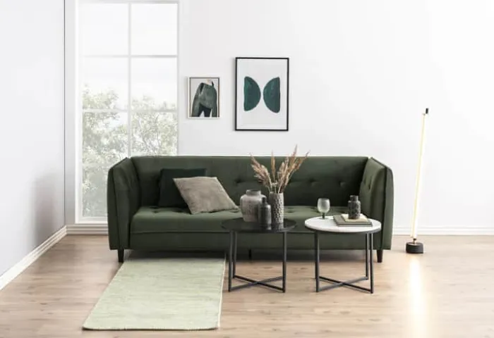 CASA Living Cross Hjørnebord Ø 55 x H 45 cm - Metal/glas - Røg/sort