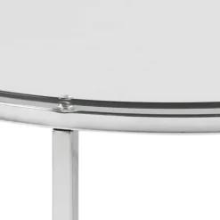 CASA Living Cross Hjørnebord Ø 55 x H 45 cm - Metal/glas - Sølvfarvet/klar