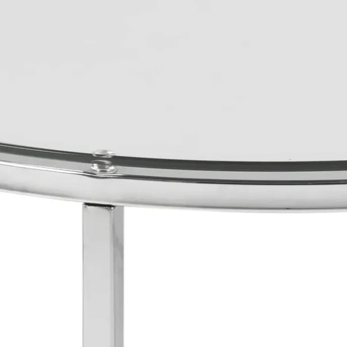CASA Living Cross Hjørnebord Ø 55 x H 45 cm - Metal/glas - Sølvfarvet/klar