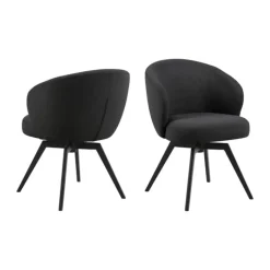 CASA Living Darlene Spisebordsstol H 80 x B 58,5 x D 60 cm - Stof/stål - Antracit