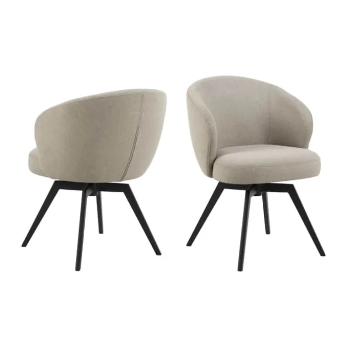 CASA Living Darlene Spisebordsstol H 80 x B 58,5 x D 60 cm - Stof/stål - Beige