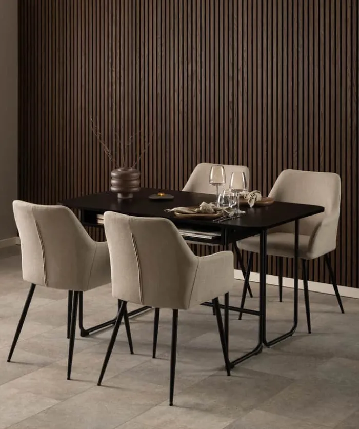CASA Living Darlington Spisebord H 77 x B 80 x L 140 cm - Melamin/stål - Sort