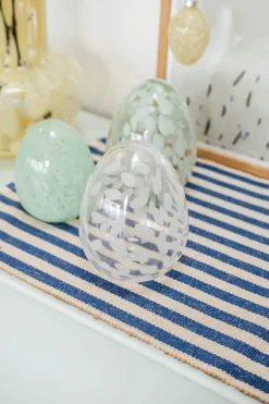 CASA Living Dekorationsæg H 14,5 cm - Glas - Klar/hvid