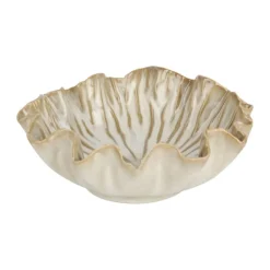 CASA Living Dekorationsskål Ø 22 cm - Stentøj - Hvid/brun