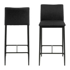 CASA Living Demina Barstol - 2 stk. H 90,5 x B 41 x D 48,5 - Metal/stof - Grå