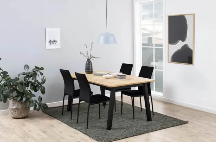 CASA Living Demina Spisebordsstol - 4 stk H 92 x B 43,5 x D 53 - Metal/stof - Sort
