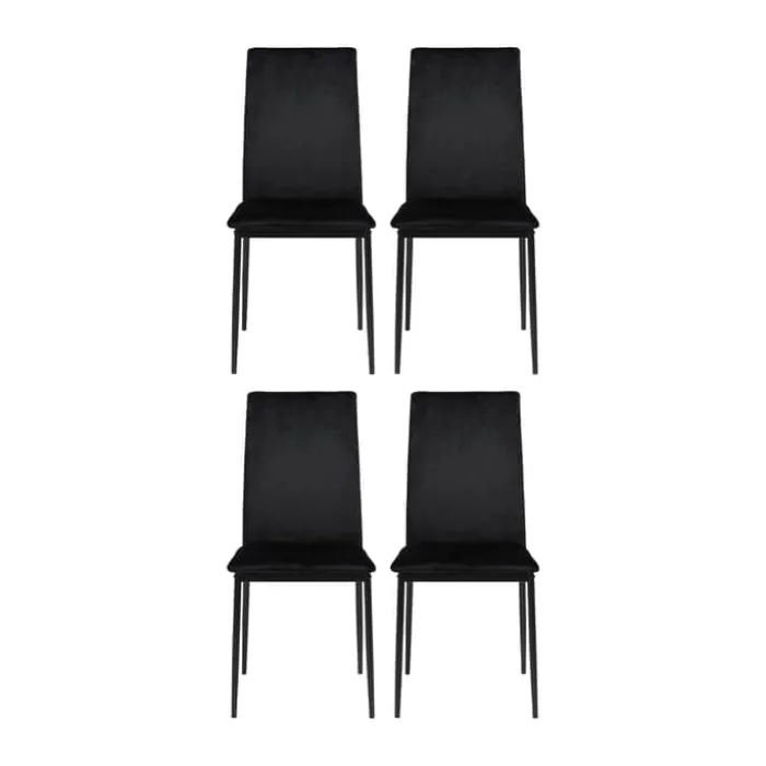 CASA Living Demina Spisebordsstol - 4 stk H 92 x B 43,5 x D 53 - Metal/stof - Sort
