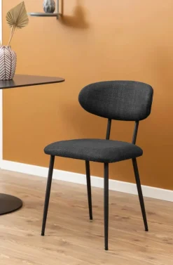 CASA Living Denise Spisebordsstol - 2 stk H 78,5 x B 43,5 x L 53 cm - Stof/stål - Mørkegrå