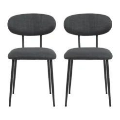 CASA Living Denise Spisebordsstol - 2 stk H 78,5 x B 43,5 x L 53 cm - Stof/stål - Mørkegrå