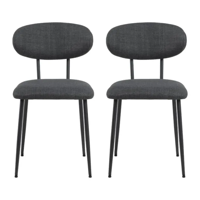 CASA Living Denise Spisebordsstol - 2 stk H 78,5 x B 43,5 x L 53 cm - Stof/stål - Mørkegrå