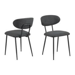 CASA Living Denise Spisebordsstol - 2 stk H 78,5 x B 43,5 x L 53 cm - Stof/stål - Mørkegrå