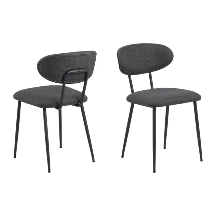 CASA Living Denise Spisebordsstol - 2 stk H 78,5 x B 43,5 x L 53 cm - Stof/stål - Mørkegrå