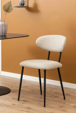 CASA Living Denise Spisebordsstol - 2 stk. H 78,5 x B 43,5 x L 53 cm - Stof/stål - Beige