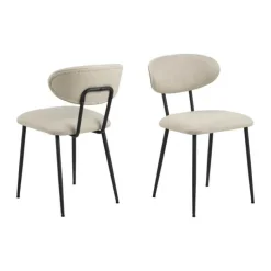 CASA Living Denise Spisebordsstol - 2 stk. H 78,5 x B 43,5 x L 53 cm - Stof/stål - Beige