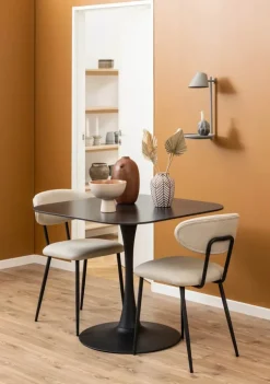 CASA Living Denise Spisebordsstol - 2 stk. H 78,5 x B 43,5 x L 53 cm - Stof/stål - Beige