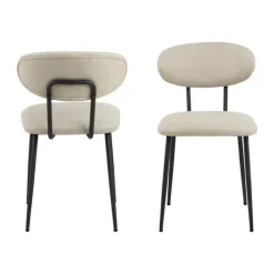 CASA Living Denise Spisebordsstol - 2 stk. H 78,5 x B 43,5 x L 53 cm - Stof/stål - Beige
