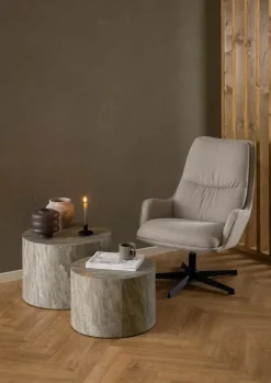 CASA Living Dice Sofabordssæt - 2 stk Ø 58/50 x H 40/35 cm - MDF/papir - Grå