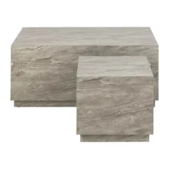 CASA Living Dice Sofabord - 2 stk. H 42 x B 60 x L 100 cm - MDF - Grå
