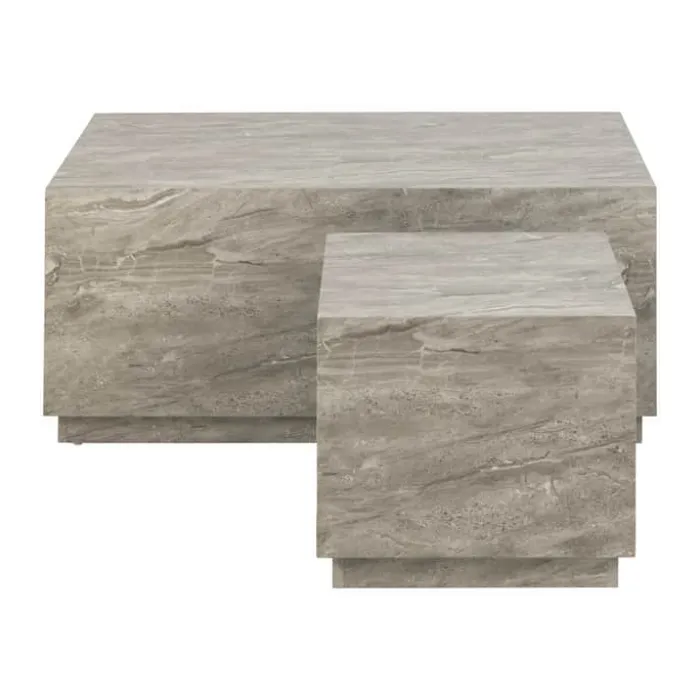 CASA Living Dice Sofabord - 2 stk. H 42 x B 60 x L 100 cm - MDF - Grå