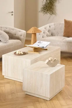 CASA Living Dice Sofabord - 2 stk H 42 x B 60 x L 100 cm - MDF - Beige