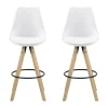 CASA Living Dima Barstol - 2 stk H 111,5 x B 48,5 x D 55 cm - Gummitræ - Hvid