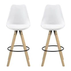 CASA Living Dima Barstol - 2 stk H 111,5 x B 48,5 x D 55 cm - Gummitræ - Hvid