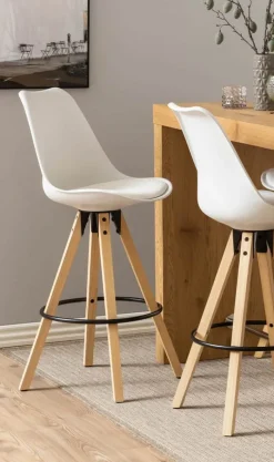 CASA Living Dima Barstol - 2 stk H 111,5 x B 48,5 x D 55 cm - Gummitræ - Hvid