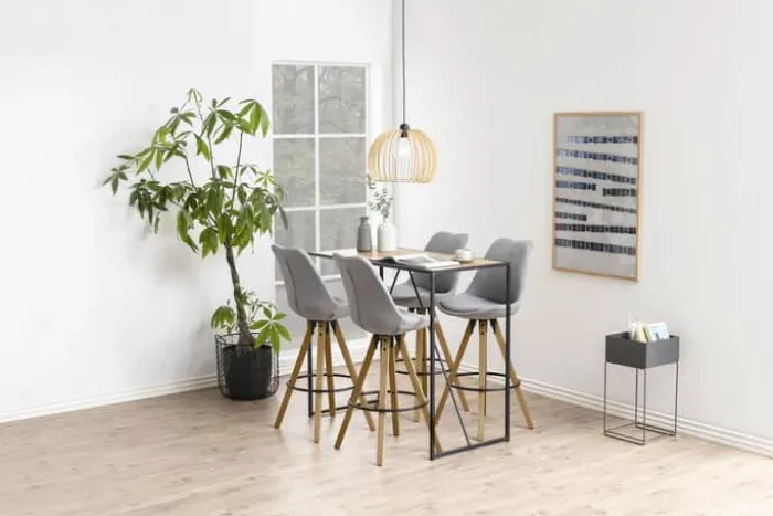 CASA Living Dima Barstol - 2 stk H 111,5 x B 48,5 x D 55 cm - Gummitræ - Lysegrå