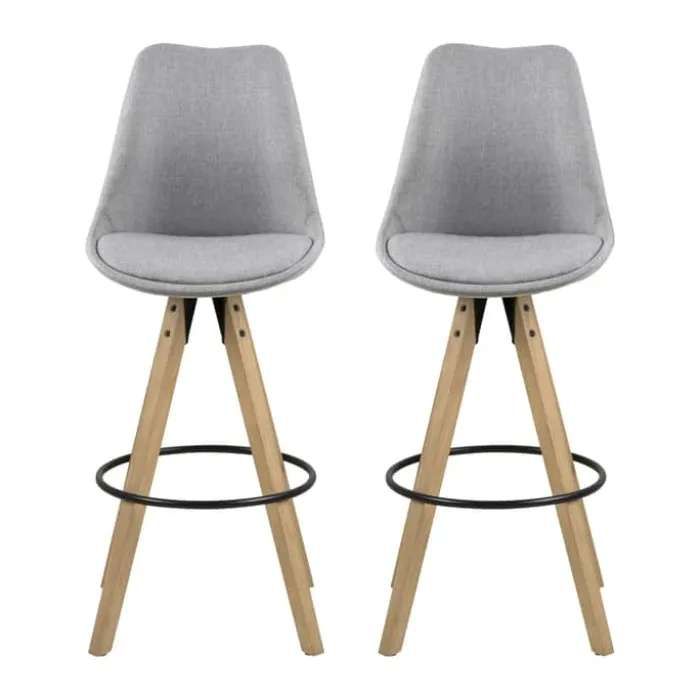 CASA Living Dima Barstol - 2 stk H 111,5 x B 48,5 x D 55 cm - Gummitræ - Lysegrå