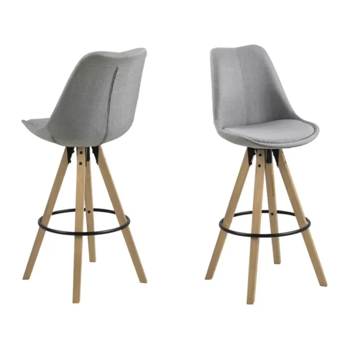 CASA Living Dima Barstol - 2 stk H 111,5 x B 48,5 x D 55 cm - Gummitræ - Lysegrå