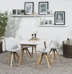 CASA Living Dima Spisebordsstol - 2 stk. H 85 x B 48,5 x D 55 cm - Gummitræ/polypropylen - Hvid
