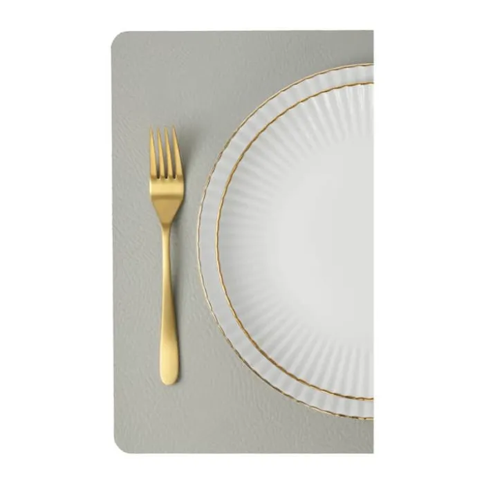 CASA Living Dækkeserviet - 4 stk B 33 x L 42 cm - Genanvendt læder - Lysegrå