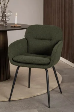 CASA Living Dora Spisebordsstol H 84 x B 58 x D 59 cm - Stof/stål - Grøn